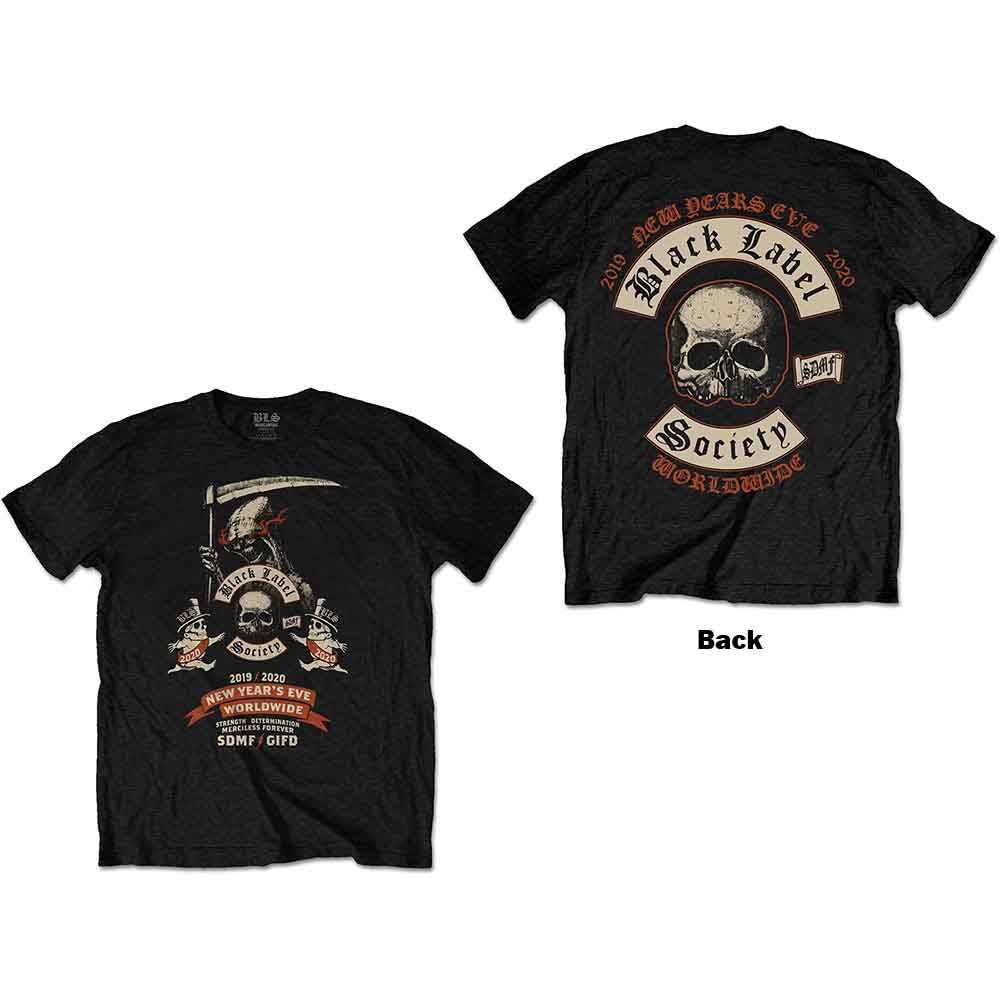 Black Label Society Unisex T-Shirt: New Years Eve (Black) (Back Print)