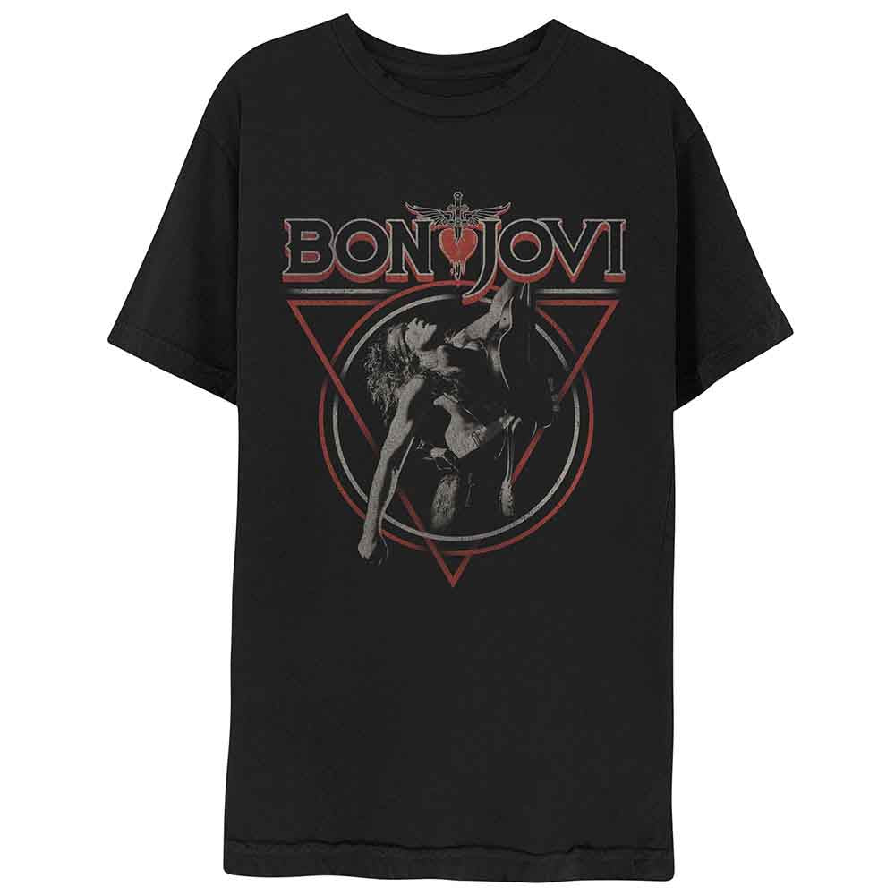 Bon Jovi Unisex T-Shirt: Triangle Overlap (Black)