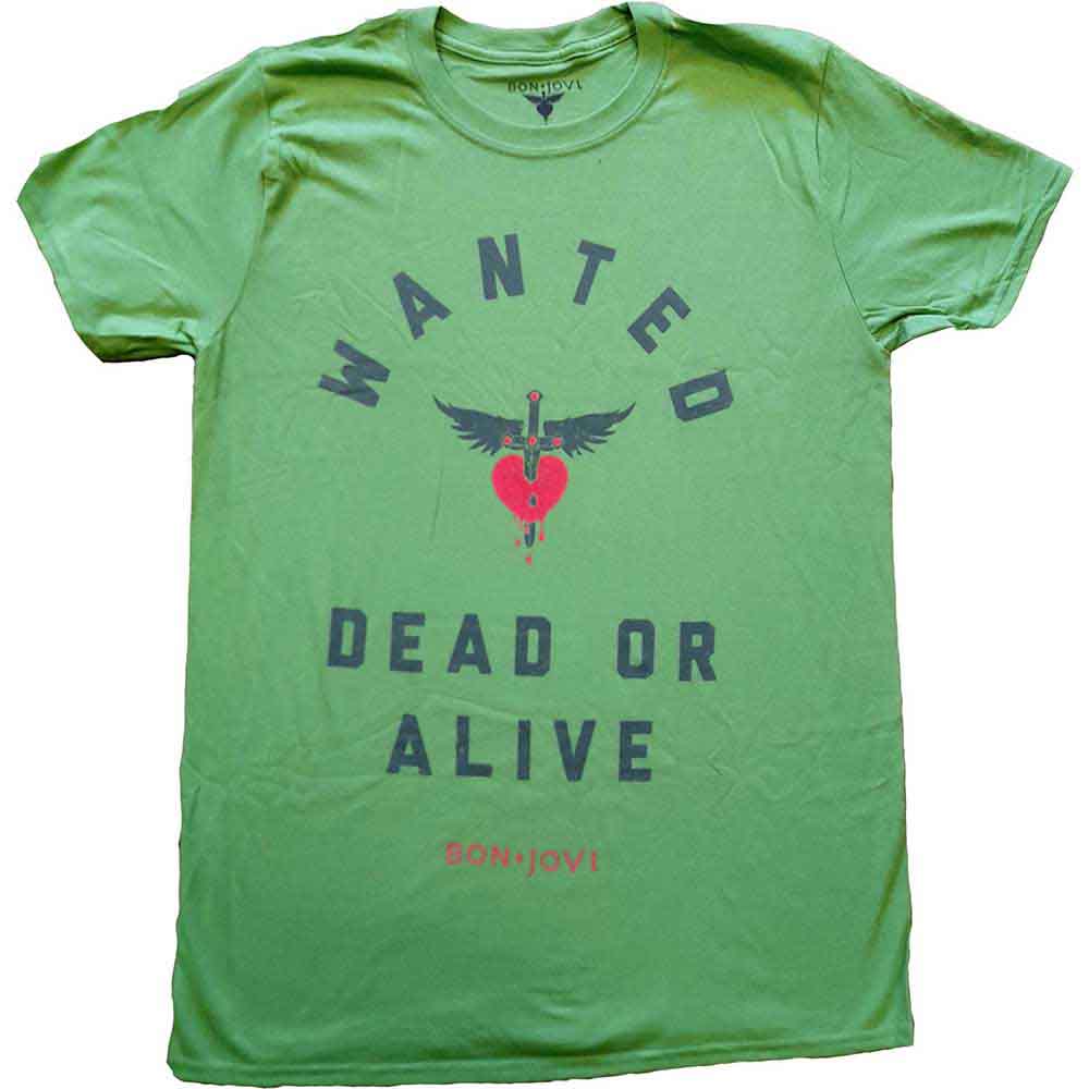 Bon Jovi Unisex T-Shirt: Wanted (Green)