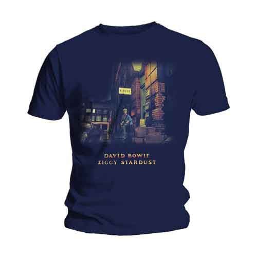 David Bowie Unisex T-Shirt: Ziggy Stardust (Navy Blue)