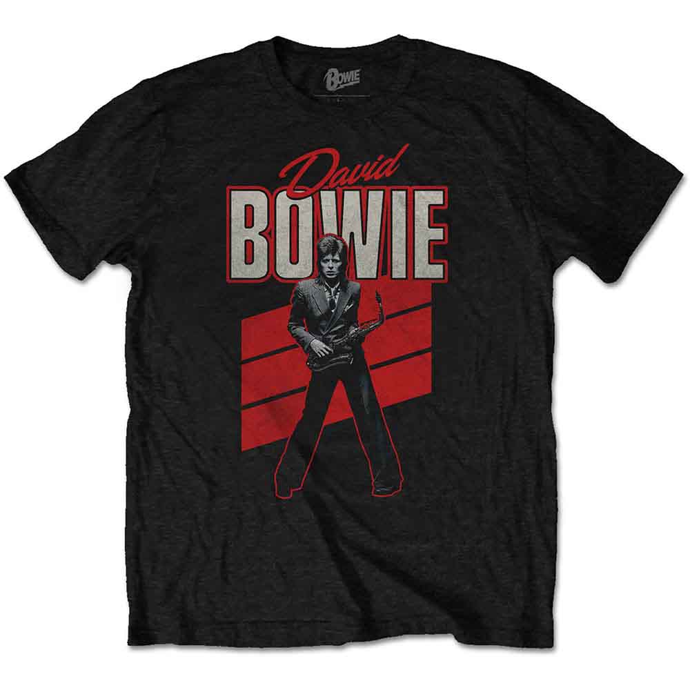 David Bowie Unisex T-Shirt: Red Sax (Black)