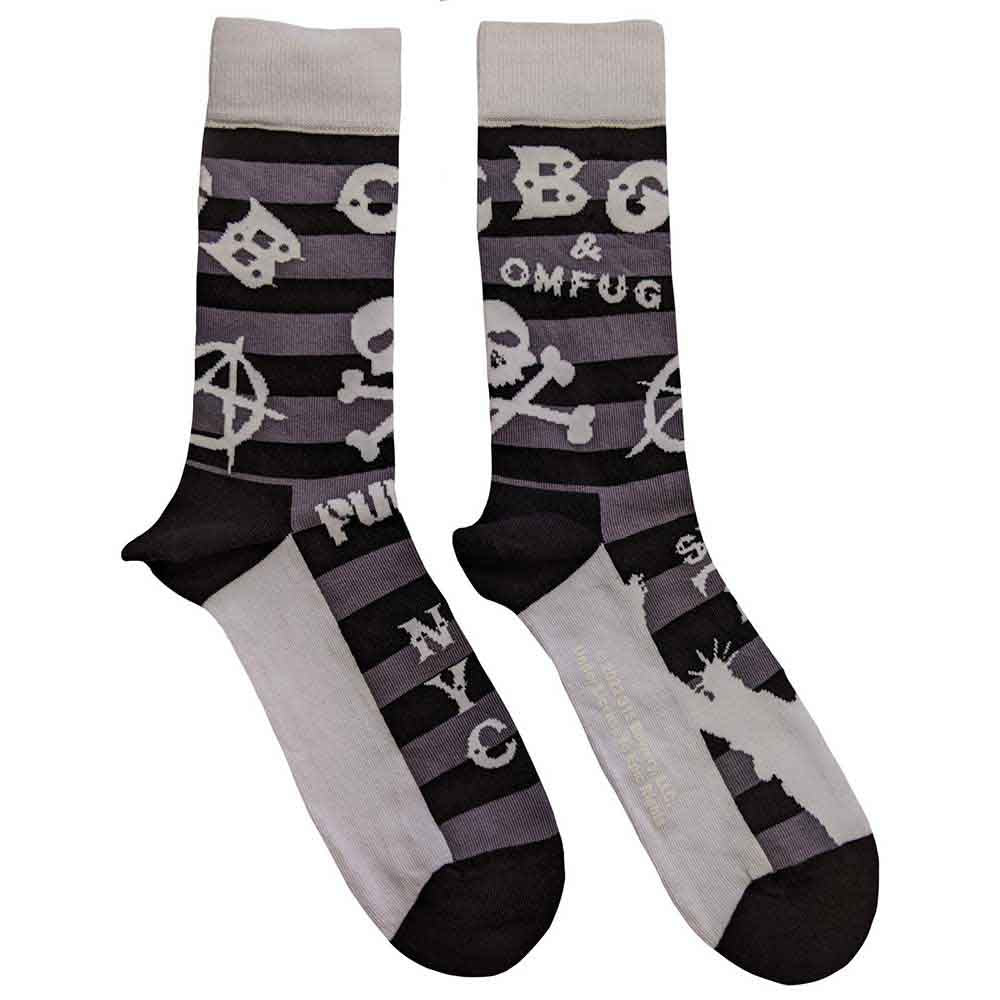 CBGB Unisex Ankle Socks: Logos Striped (Black) (UK Size 7 - 11)