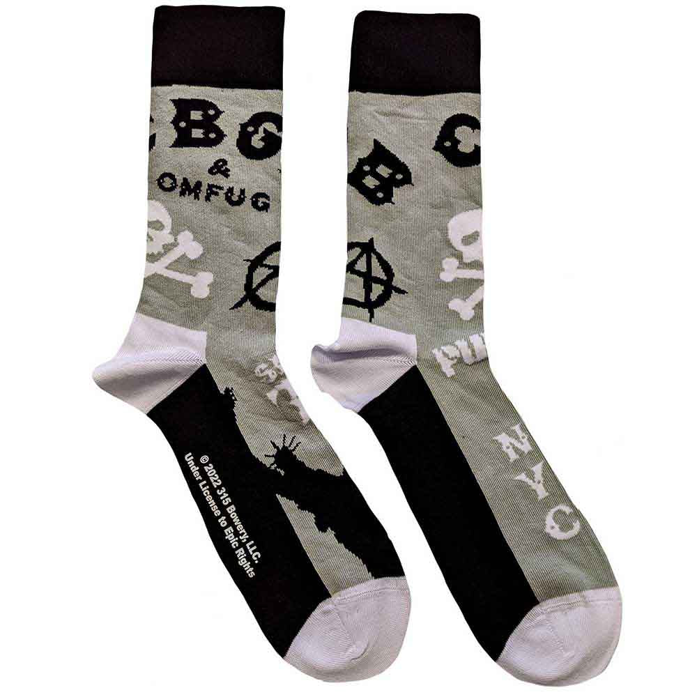 CBGB Unisex Ankle Socks: Logos (Grey) (UK Size 7 - 11)