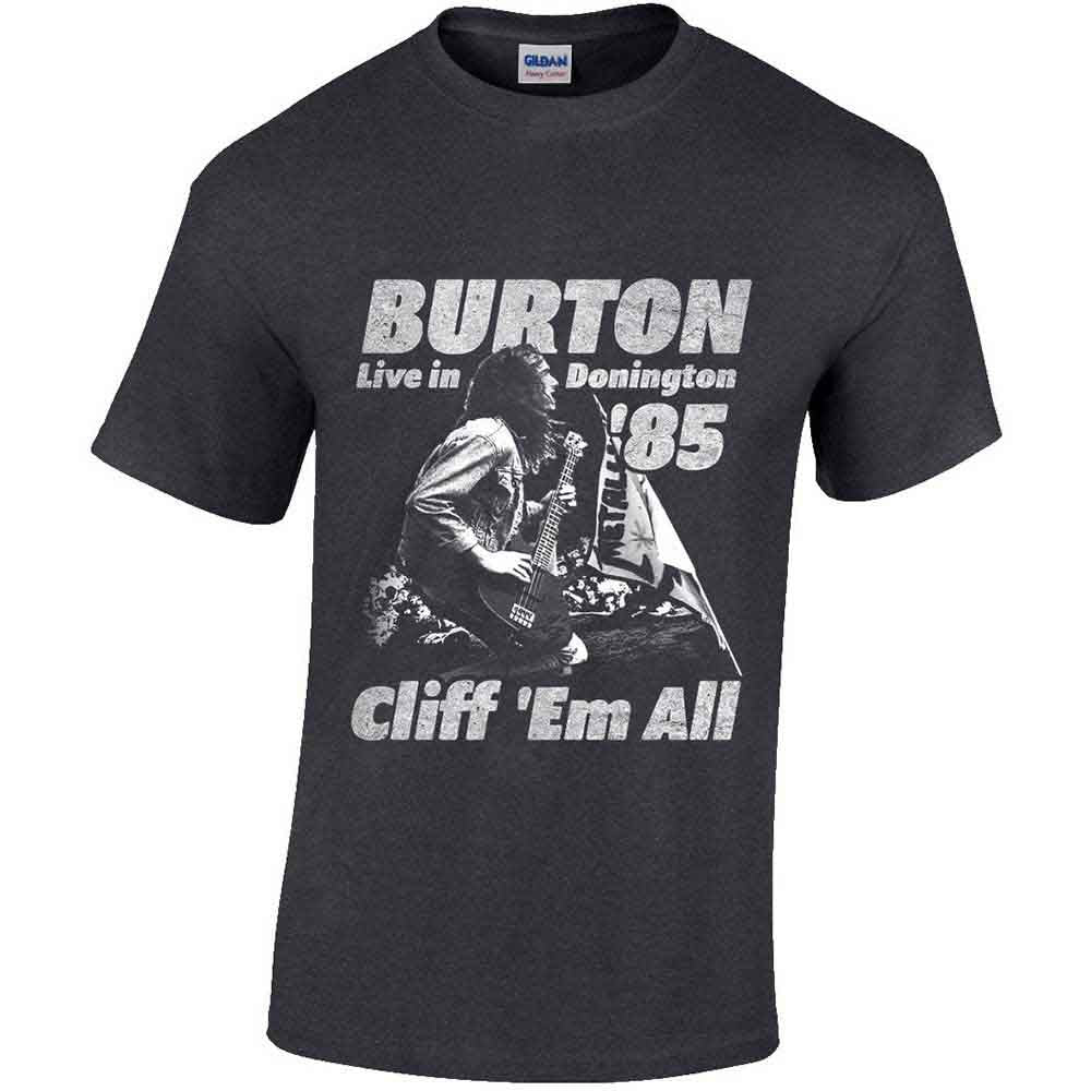 Cliff Burton Unisex T-Shirt: Flag Retro (Heather Grey)