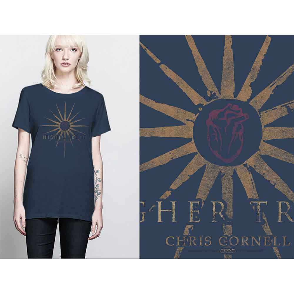 Chris Cornell Ladies T-Shirt: Higher Truth (Navy Blue)