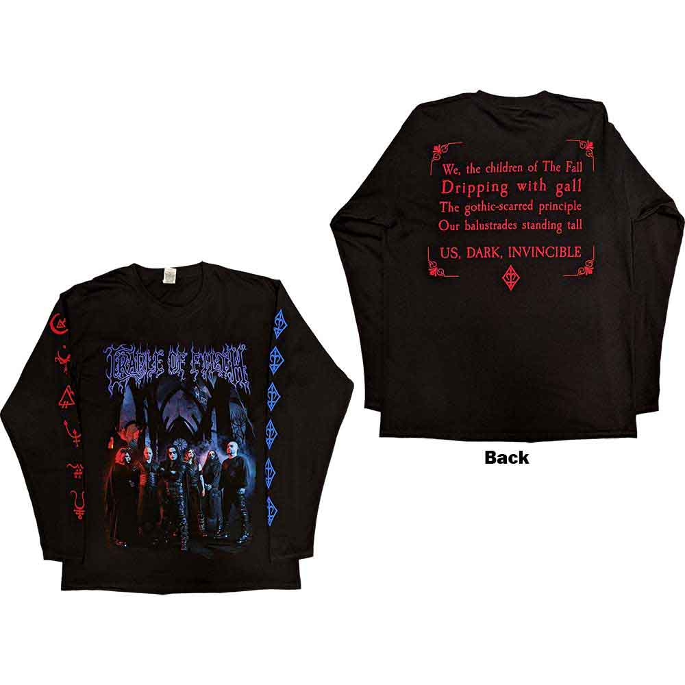 Cradle Of Filth Unisex Long Sleeve T-Shirt: Existence Band (Black) (Back & Sleeve Print)