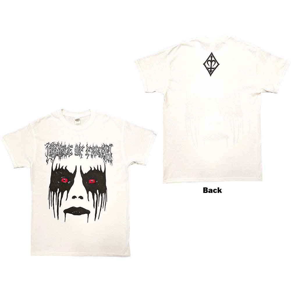 Cradle Of Filth Unisex T-Shirt: Dani Make Up (White) (Back Print)