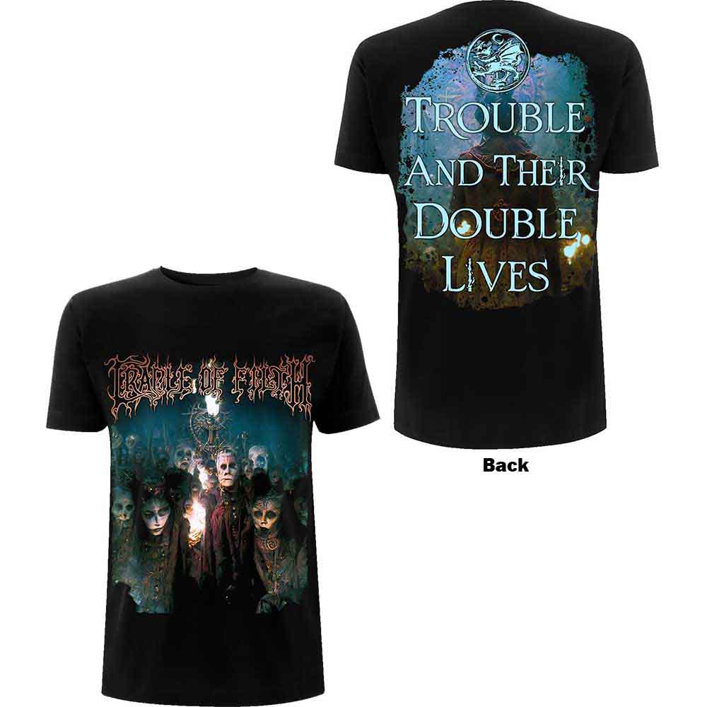 Cradle Of Filth Unisex T-Shirt: Trouble & Their Double Lives (Black) (Back Print)