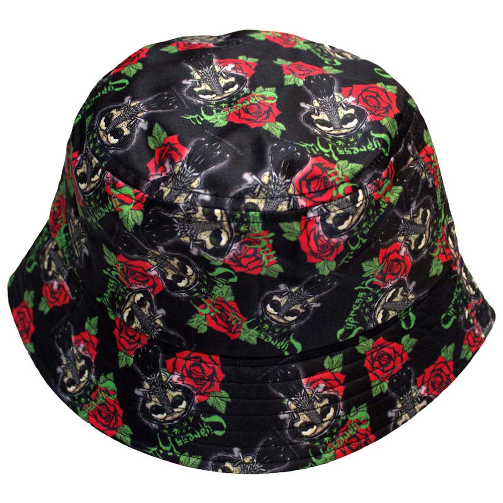 Cypress Hill Unisex Bucket Hat: Skulls & Roses Pattern (Black)