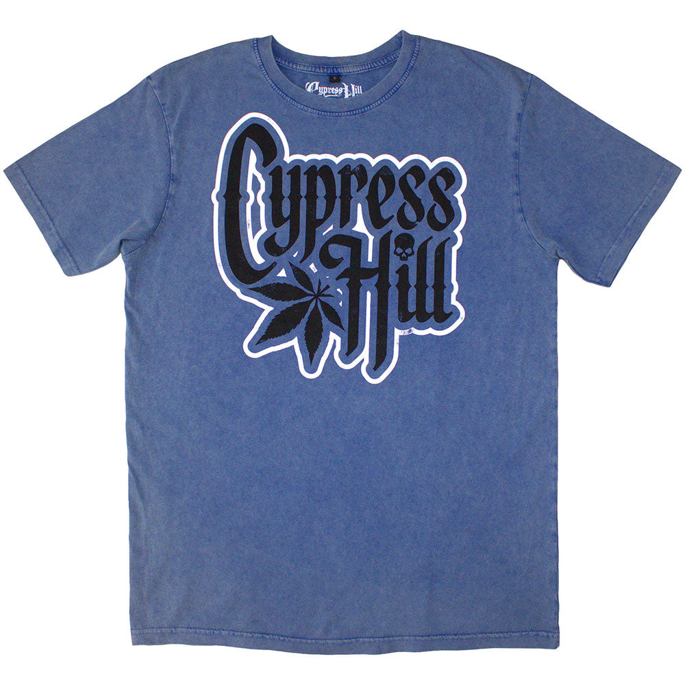 Cypress Hill Unisex Stone Wash T-Shirt: Logo (Denim Blue)