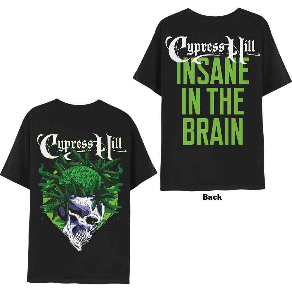 Cypress Hill Unisex T-Shirt: Insane In The Brain (Black) (Back Print)