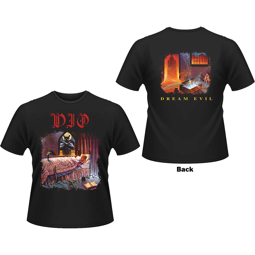 Dio Unisex T-Shirt: Dream Evil (Black) (Back Print)