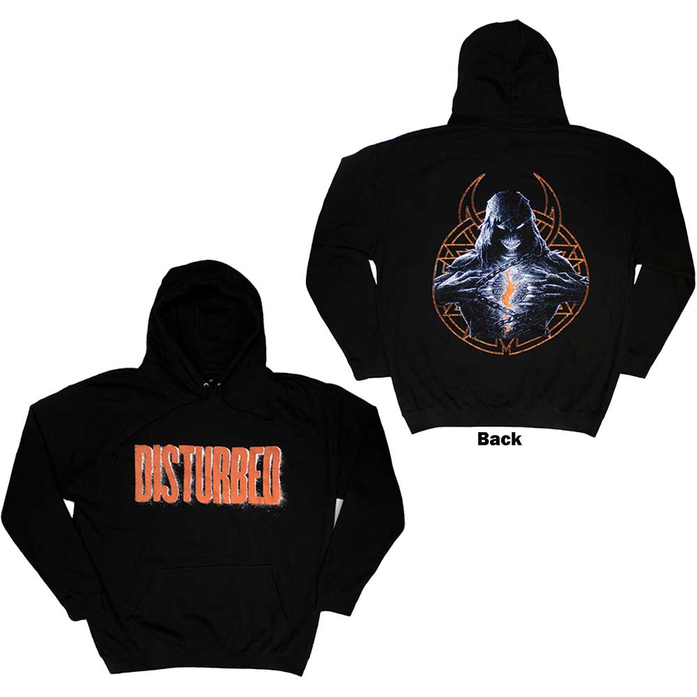 Disturbed Unisex Pullover Hoodie: European Tour '23 The Guy (Black) (Back Print & Ex-Tour) (X-Large)