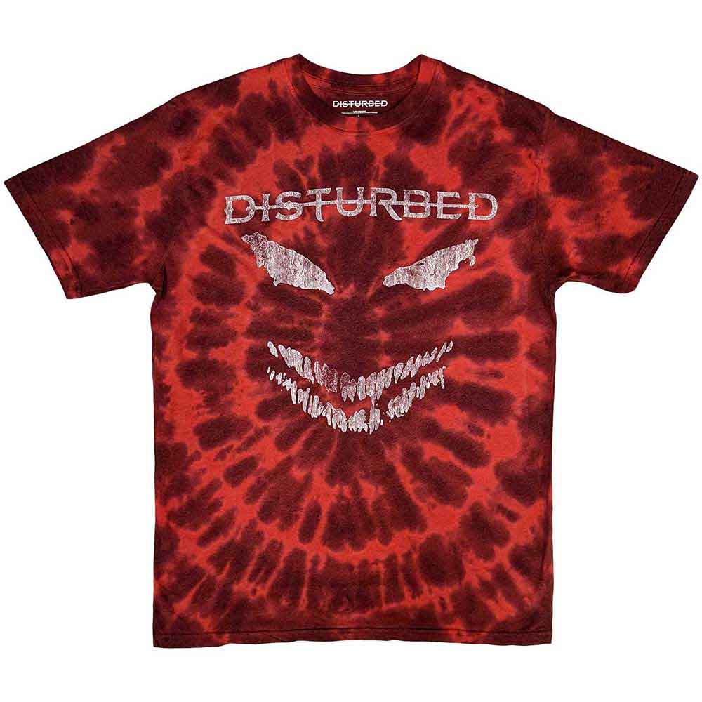 Disturbed Unisex T-Shirt: Scary Face (Red) (Wash Collection)