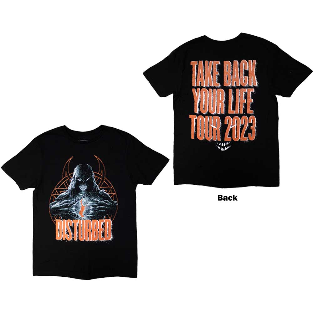 Disturbed Unisex T-Shirt: European Tour '23 Take Back (Black) (Back Print & Ex-Tour)