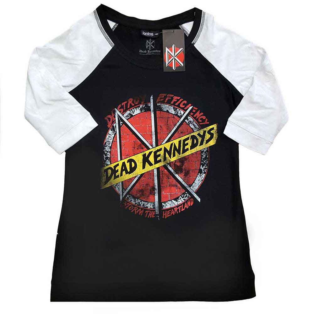 Dead Kennedys Ladies Raglan T-Shirt: Destroy (Black & White)