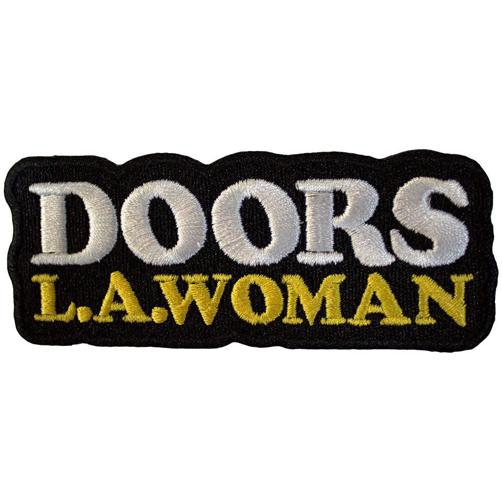 The Doors Standard Patch: LA Woman Text Logo on Black (Black)