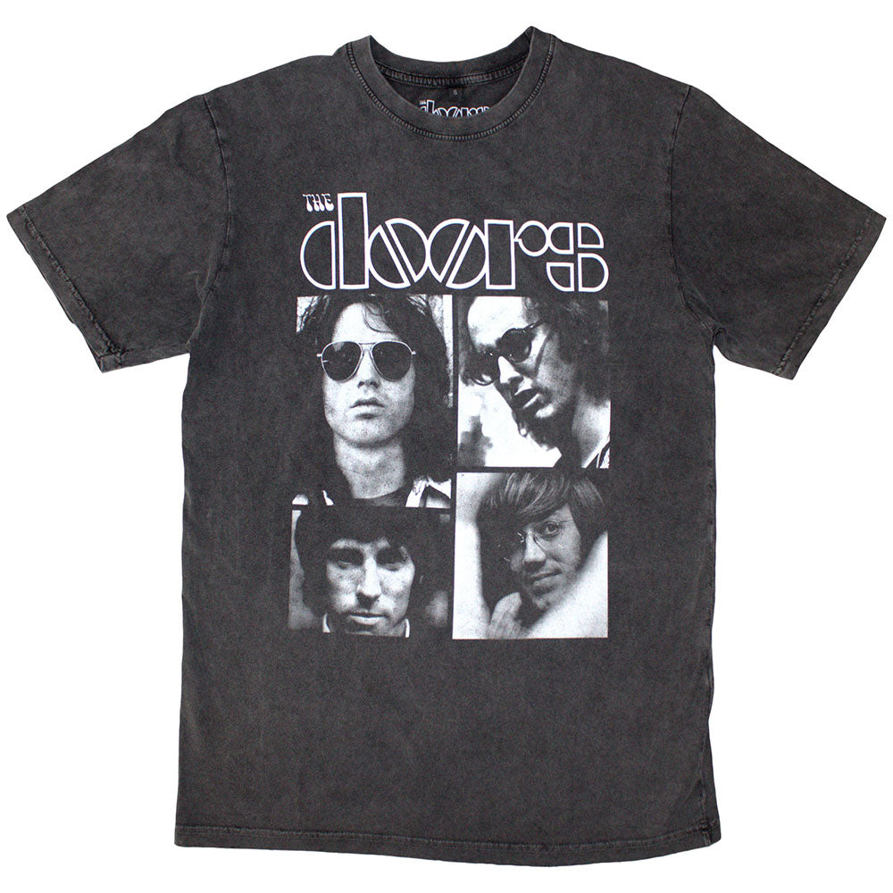 The Doors Unisex Stone Wash T-Shirt: Squares (Charcoal Grey)