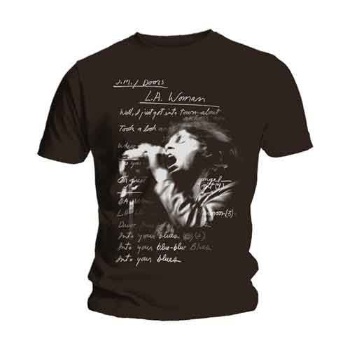 The Doors Unisex T-Shirt: LA Woman Lyrics (Black)