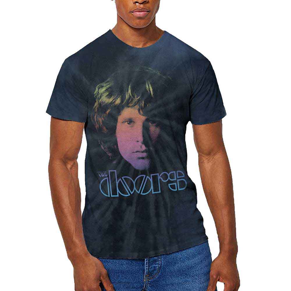 The Doors Unisex T-Shirt: Jim Halftone Gradient (Blue) (Wash Collection)