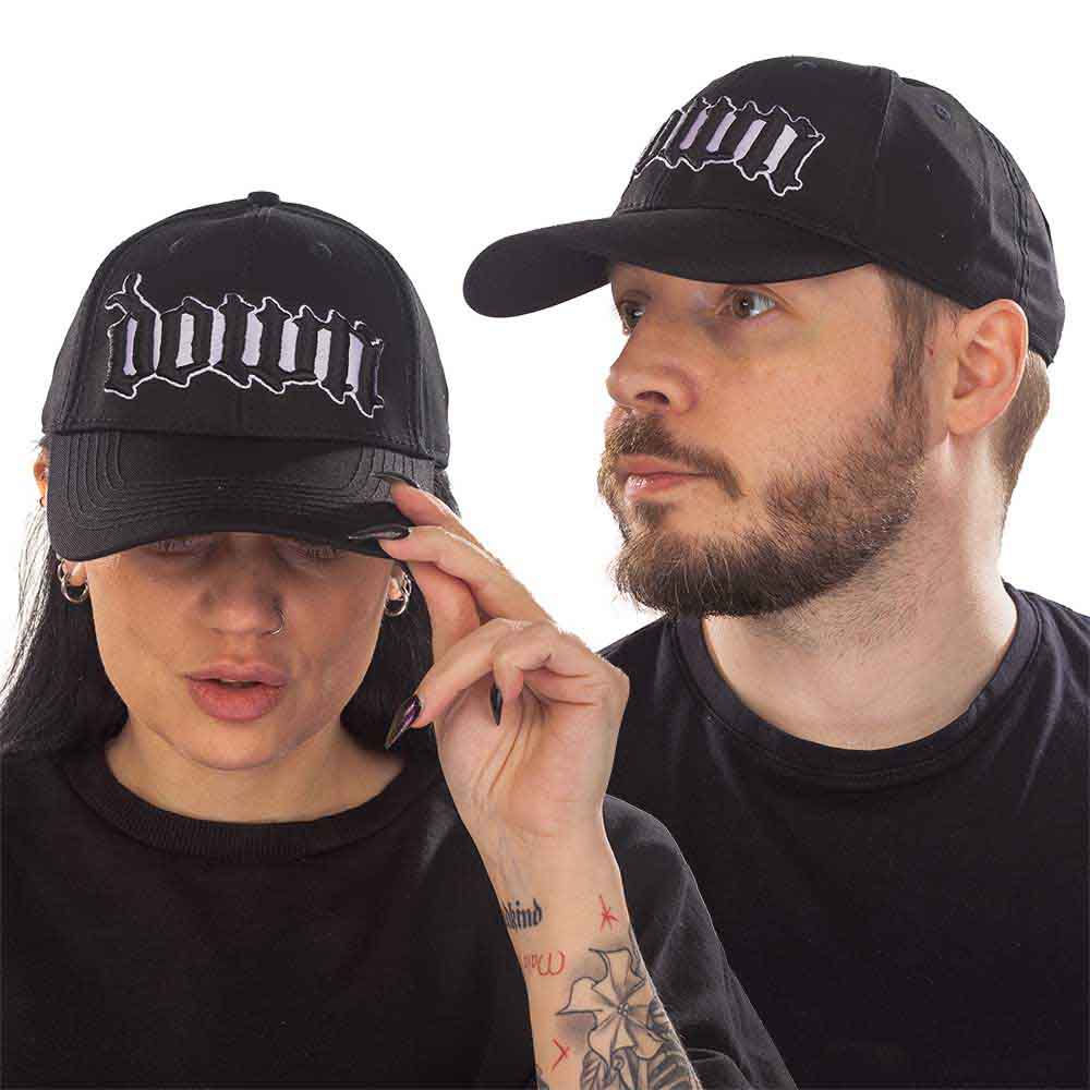 Down Unisex Baseball Cap: Logo (Black)