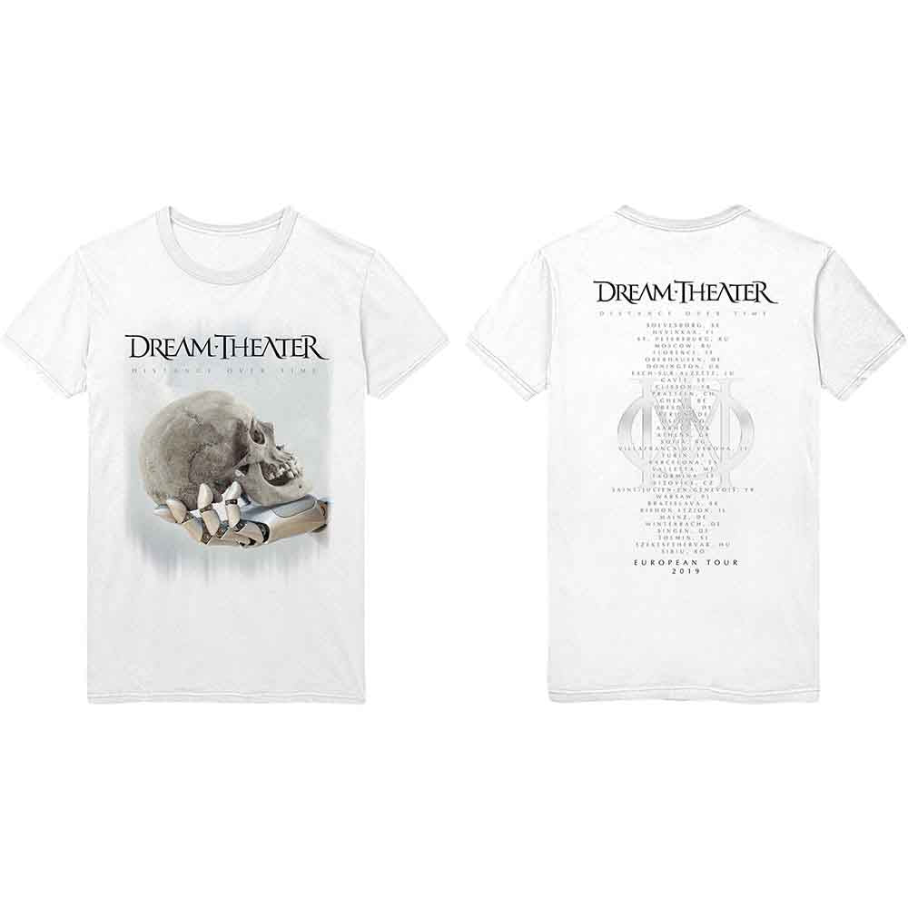 Dream Theater Unisex T-Shirt: Skull Fade Out (White) (Back Print) (Small)