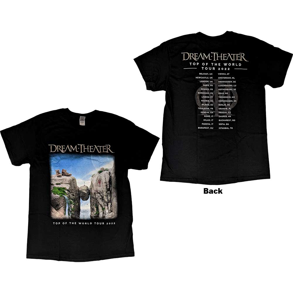 Dream Theater Unisex T-Shirt: TOTW Cover Art Tour 2022 (Black) (Back Print & Ex-Tour) (Small)