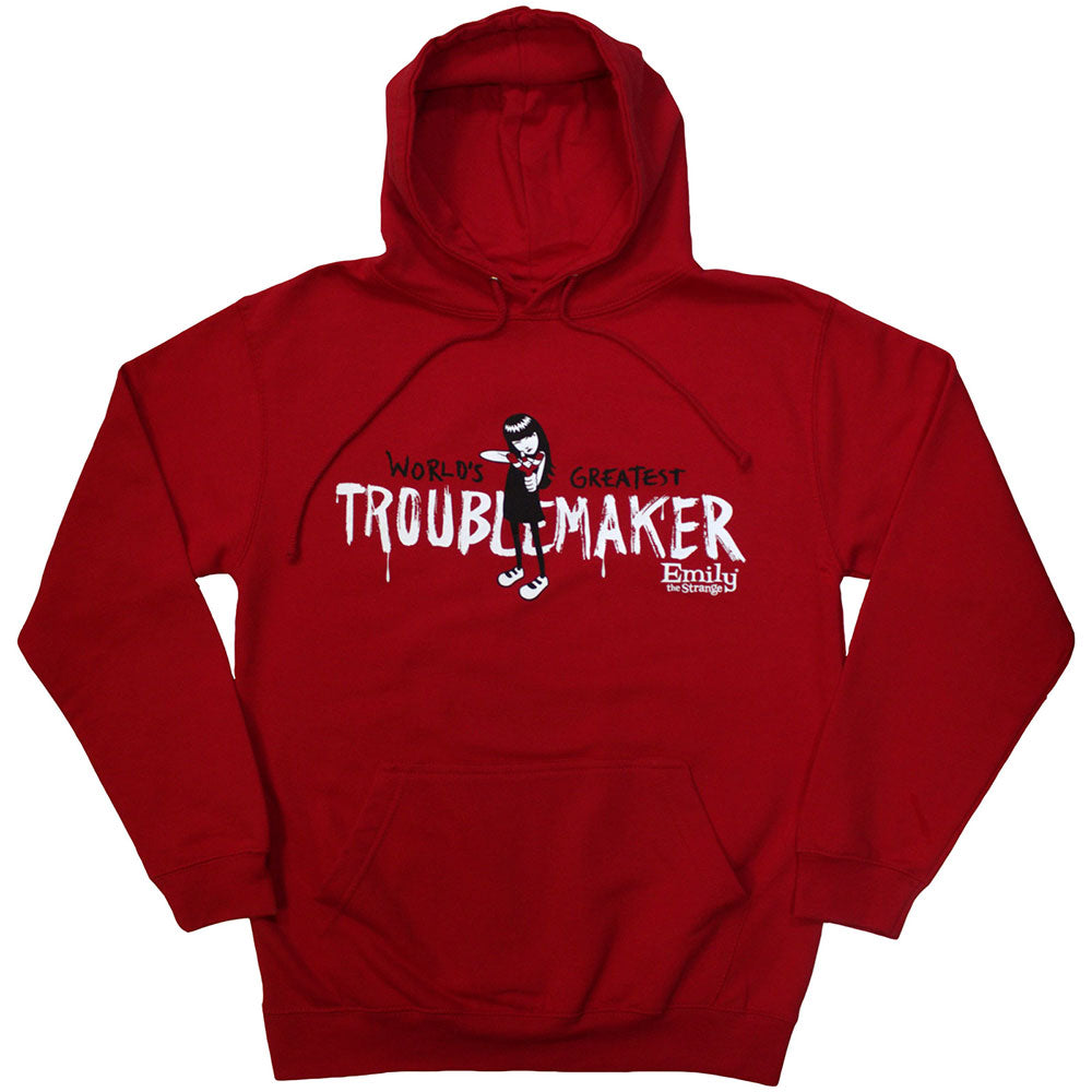 Emily The Strange Unisex Pullover Hoodie: Troublemaker (Red)