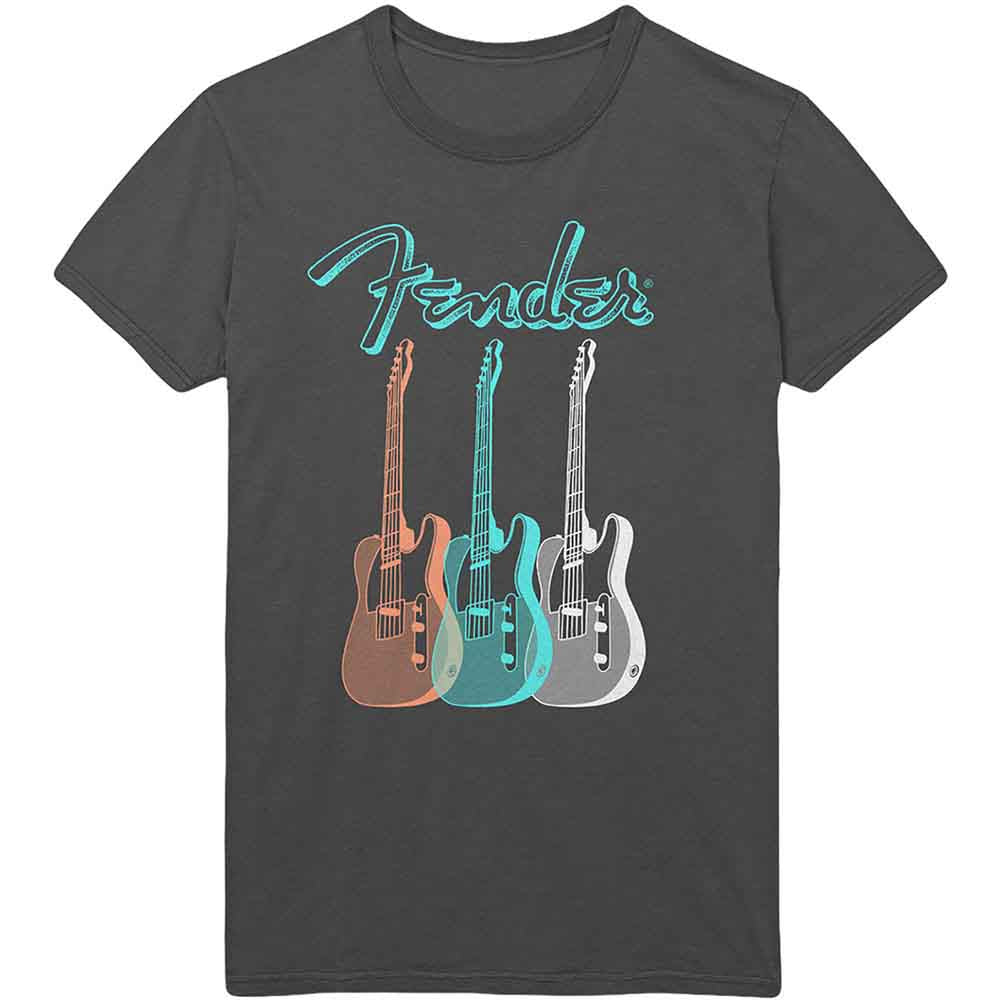 Fender Unisex T-Shirt: Triple Guitar (Charcoal Grey)