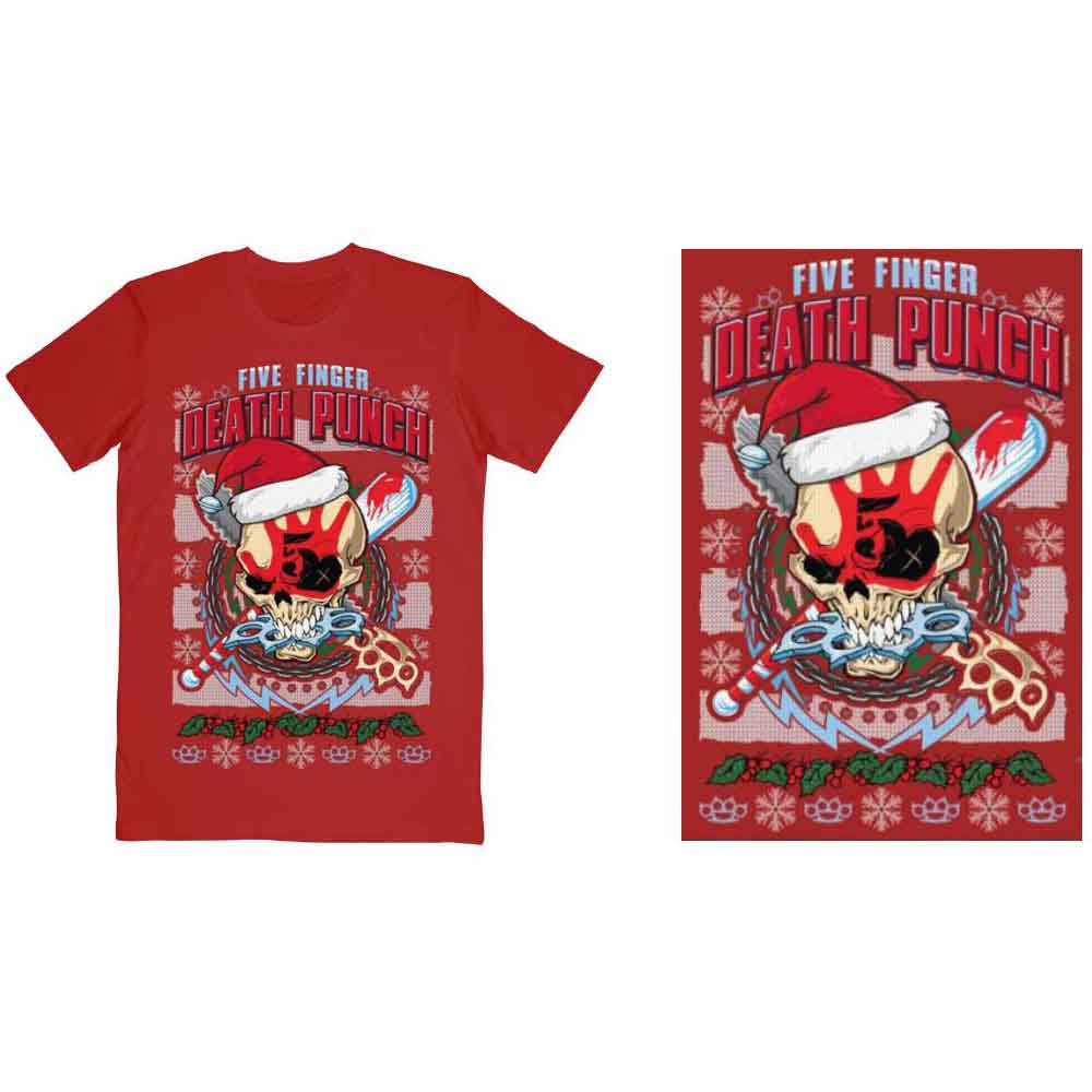 Five Finger Death Punch Unisex T-Shirt: Zombie Kill Xmas (Red)