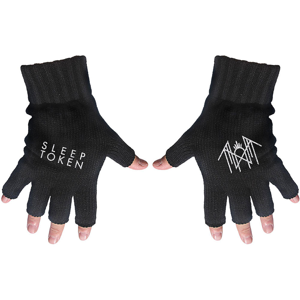 Sleep Token Unisex Fingerless Gloves: Logo & Sigil (Black)