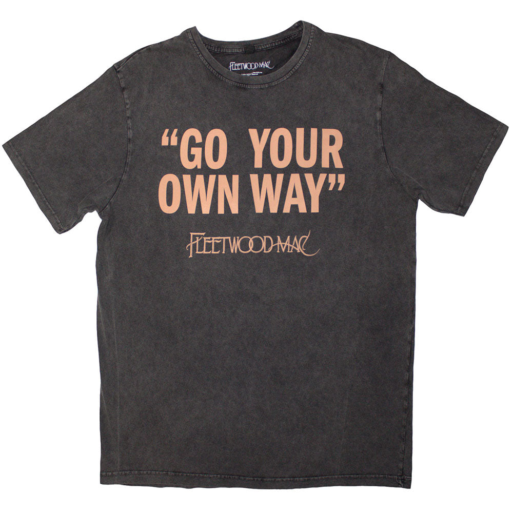 Fleetwood Mac Unisex Stone Wash T-Shirt: Go Your Own Way (Charcoal Grey)