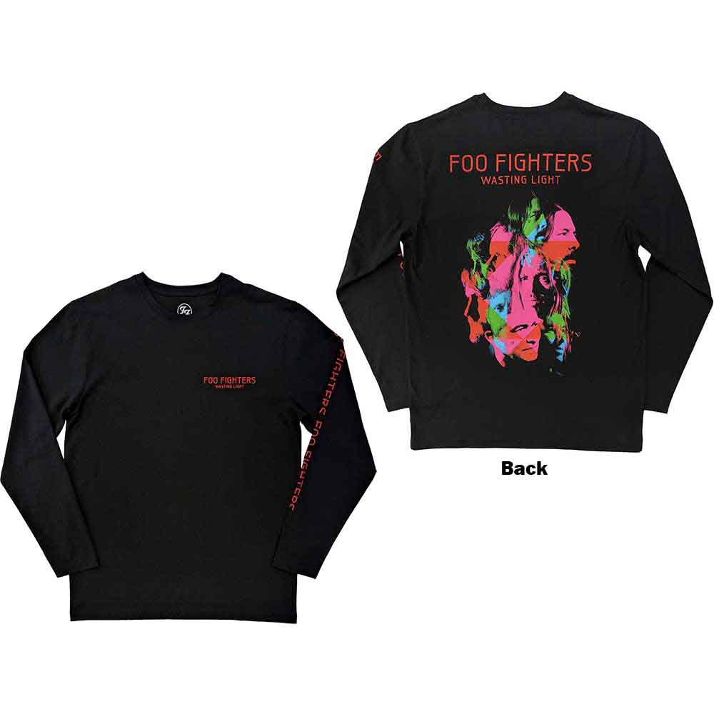 Foo Fighters Unisex Long Sleeve T-Shirt: Wasting Light (Black) (Back & Sleeve Print)