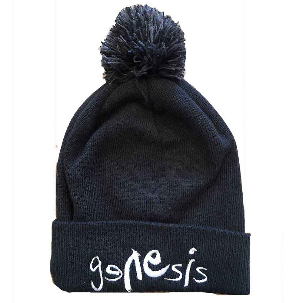 Genesis Unisex Bobble Beanie Hat: Logo (Black) (Ex-Tour)