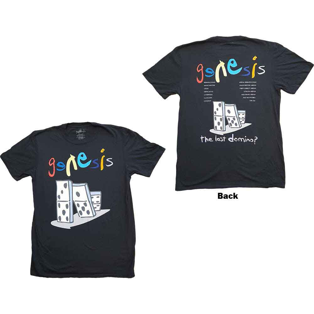 Genesis Unisex T-Shirt: The Last Domino? (Black) (Back Print & Ex-Tour)