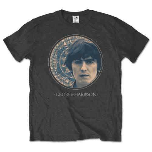 George Harrison Unisex T-Shirt: Circular Portrait (Charcoal Grey)