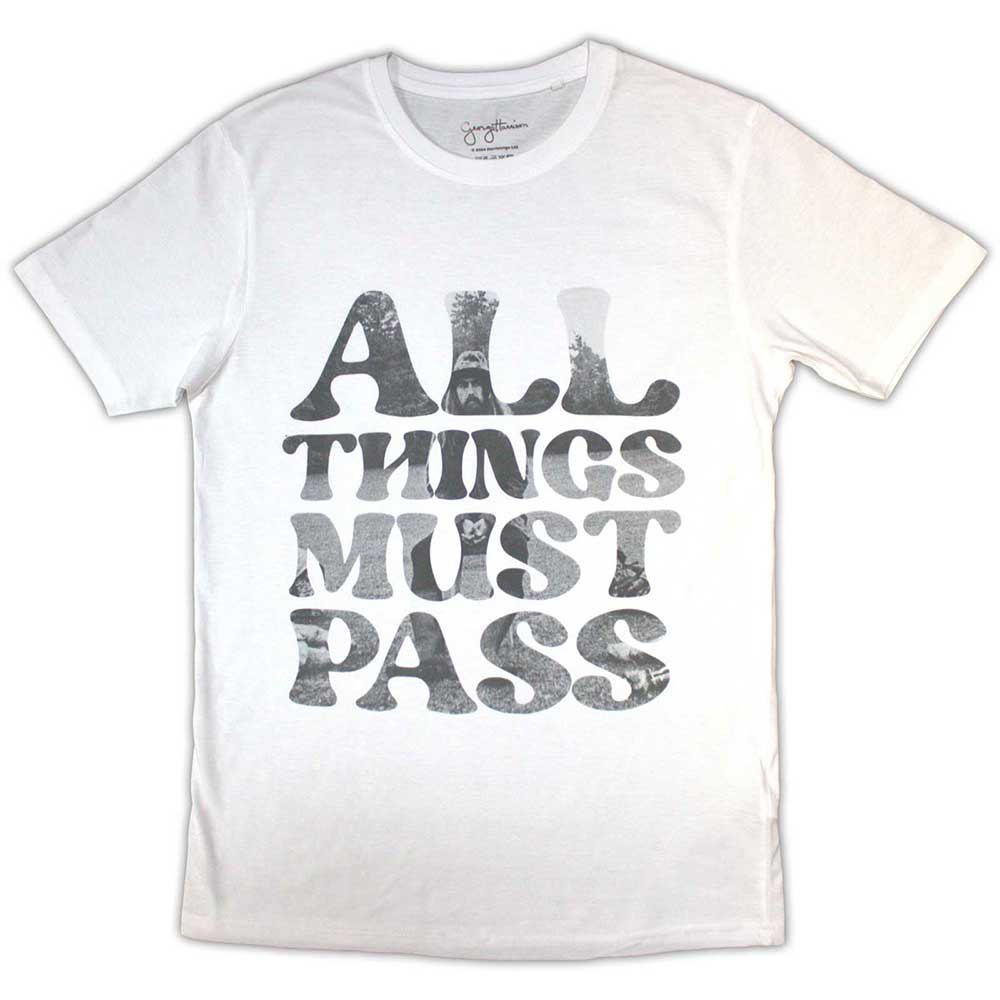 George Harrison Unisex T-Shirt: All Things Must Pass Text Infill (White)