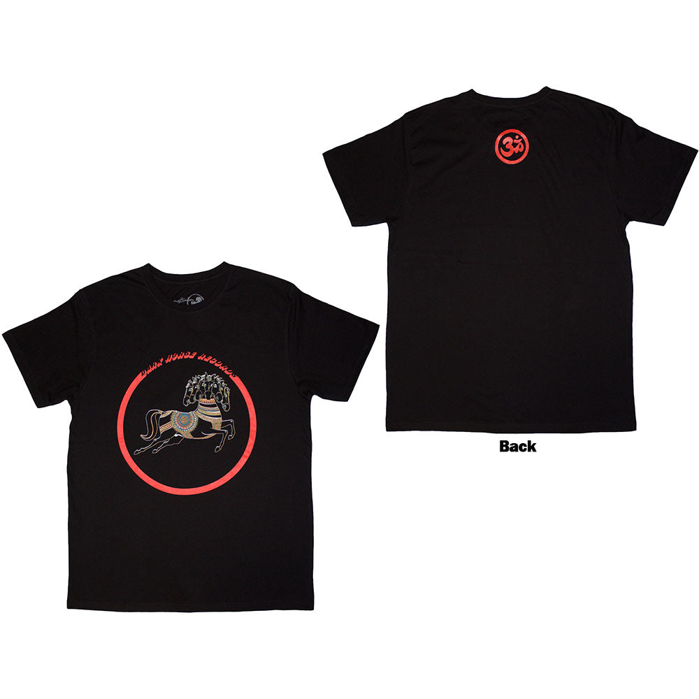 George Harrison Unisex T-Shirt: Dark Horse Logo (Black) (Back Print)