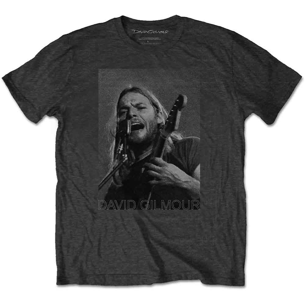 David Gilmour Unisex T-Shirt: On Microphone Half-tone (Charcoal Grey)