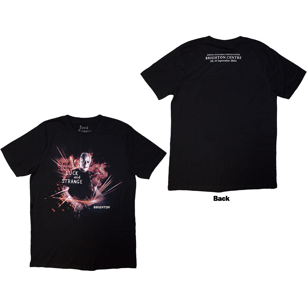 David Gilmour Unisex T-Shirt: Luck & Strange Brighton (Black) (Back Print & Ex-Tour)