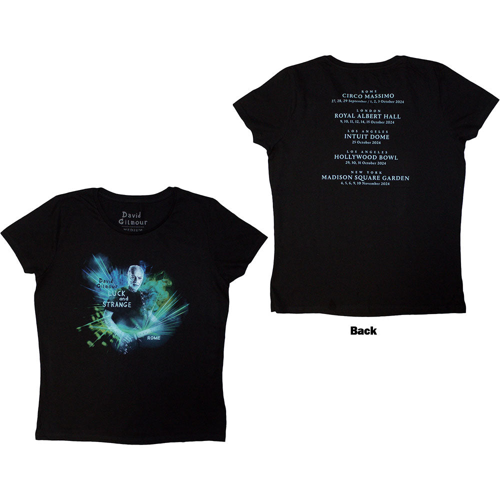 David Gilmour Ladies T-Shirt: Luck & Strange Rome (Black) (Back Print & Ex-Tour)