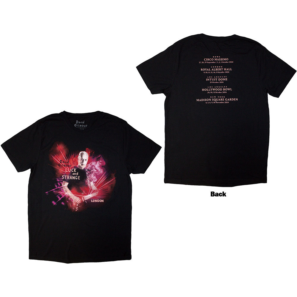 David Gilmour Unisex T-Shirt: Luck & Strange London (Black) (Back Print & Ex-Tour)