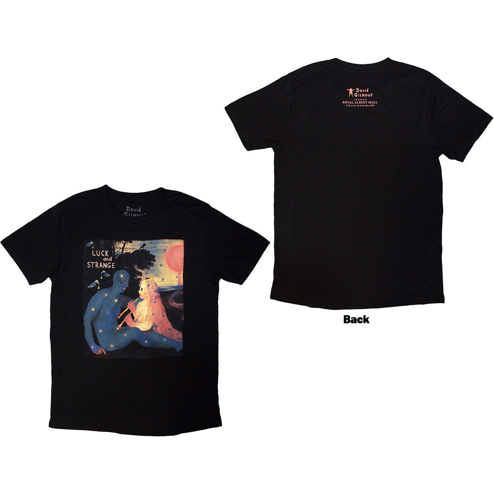 David Gilmour Unisex T-Shirt: Luck & Strange London 2 (Black) (Back Print & Ex-Tour)