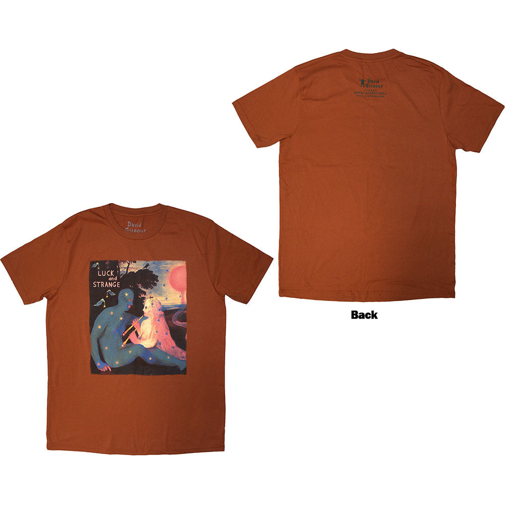 David Gilmour Unisex T-Shirt: Luck & Strange London 2 (Orange) (Back Print & Ex-Tour)