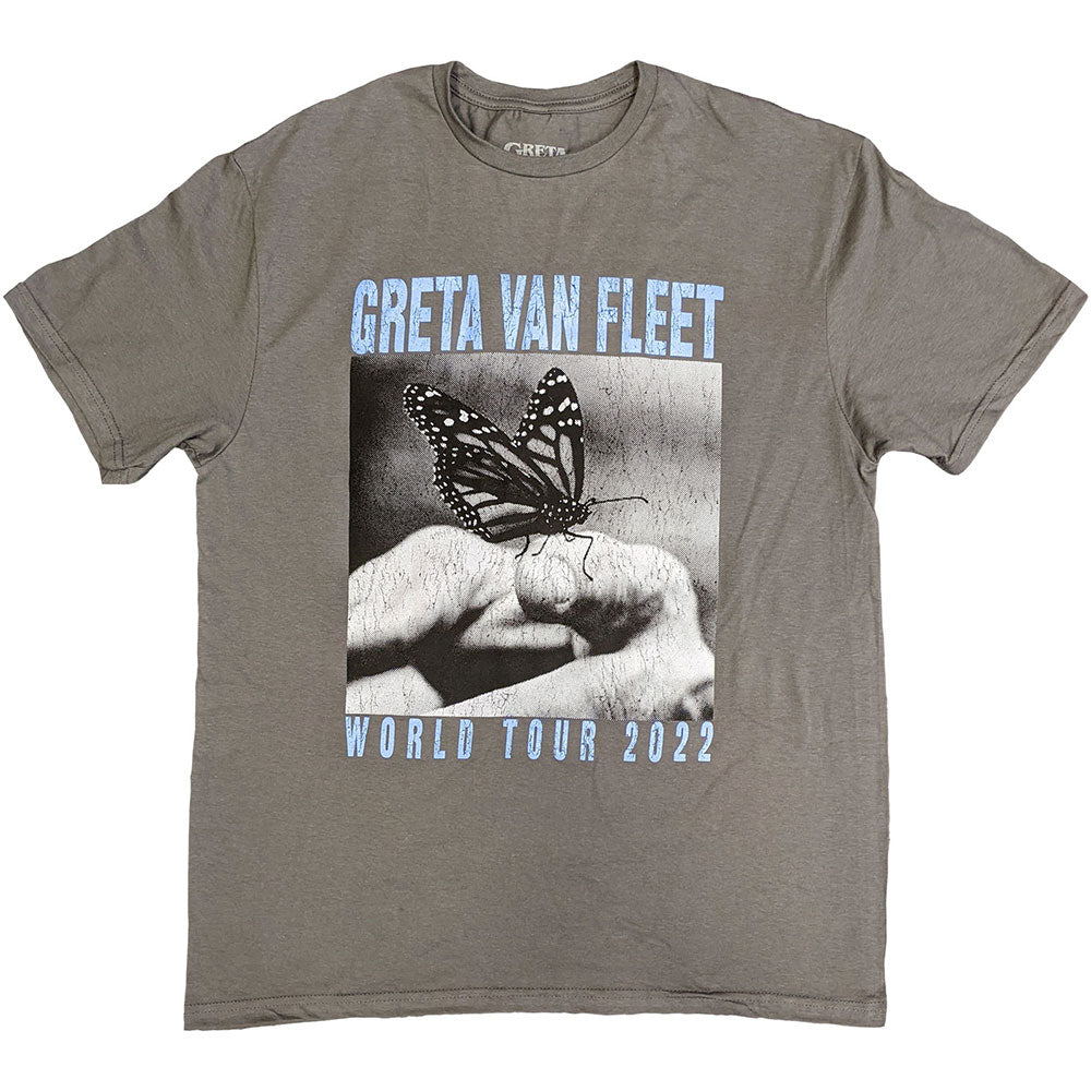 Greta Van Fleet Unisex T-Shirt: World Tour Butterfly (Charcoal Grey)