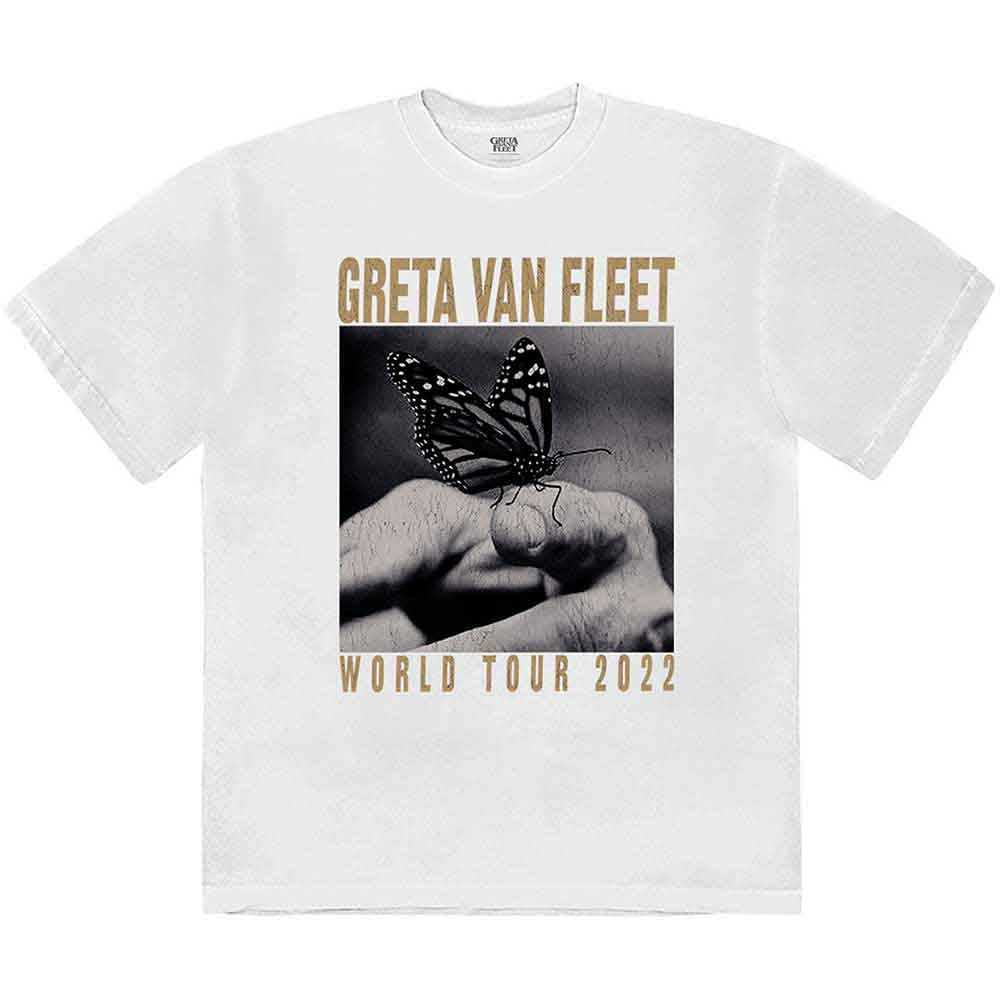 Greta Van Fleet Unisex T-Shirt: World Tour Butterfly (White)