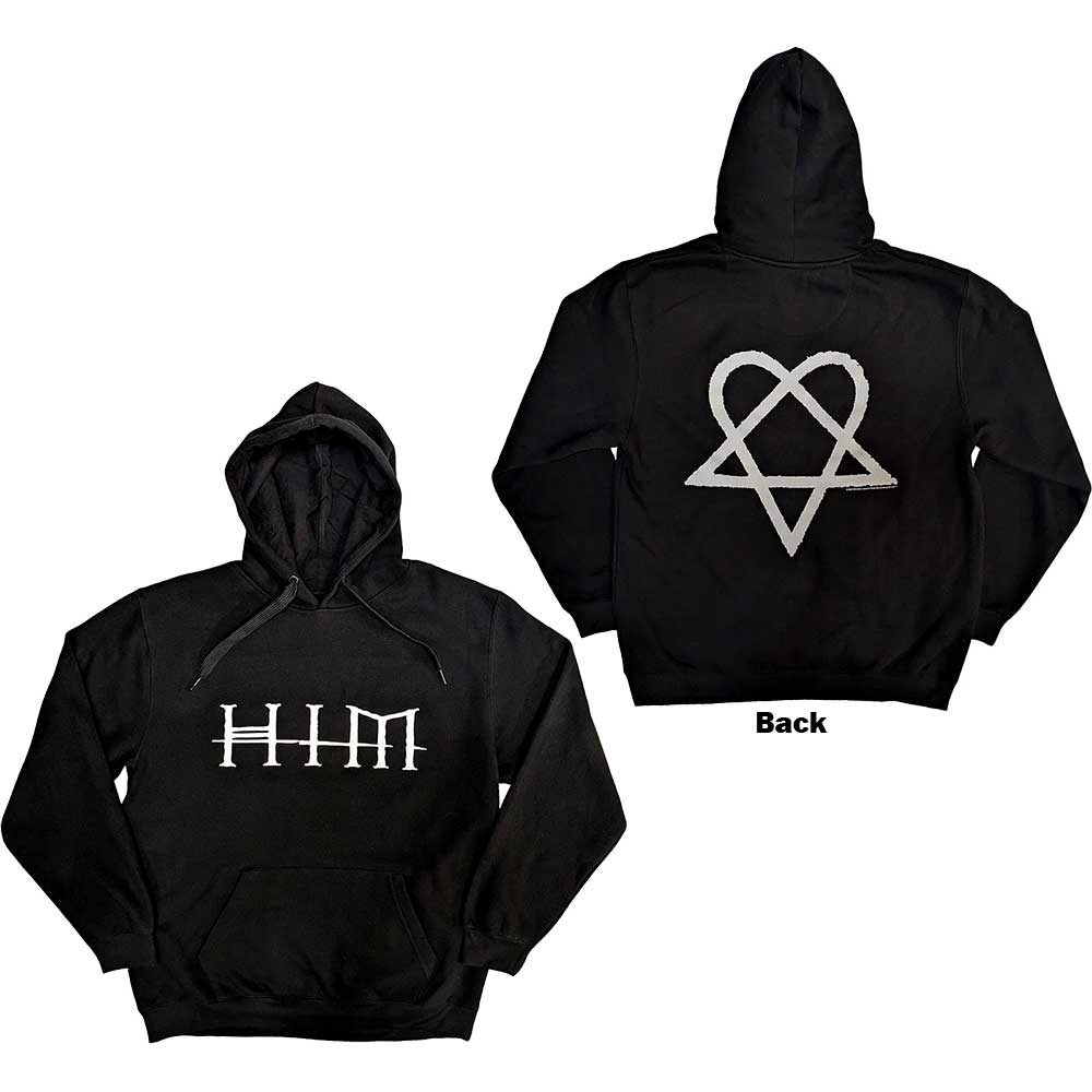 HIM Unisex Pullover Hoodie: Logo (Black) (Back Print)
