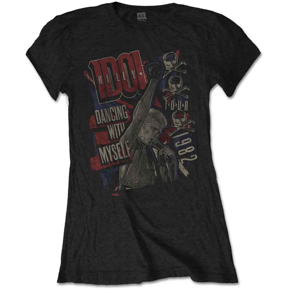 Billy Idol Ladies T-Shirt: Dancing with Myself (Black)