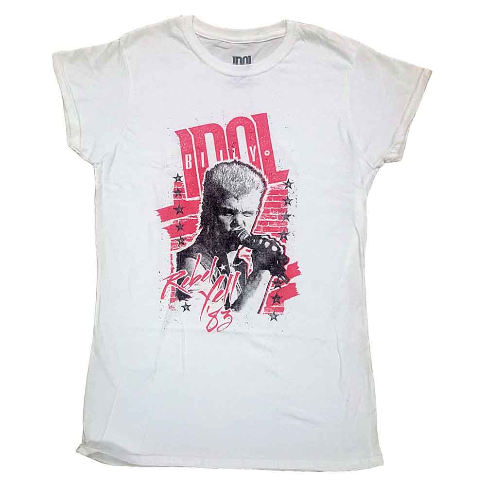 Billy Idol Ladies T-Shirt: Rebel Yell (White)