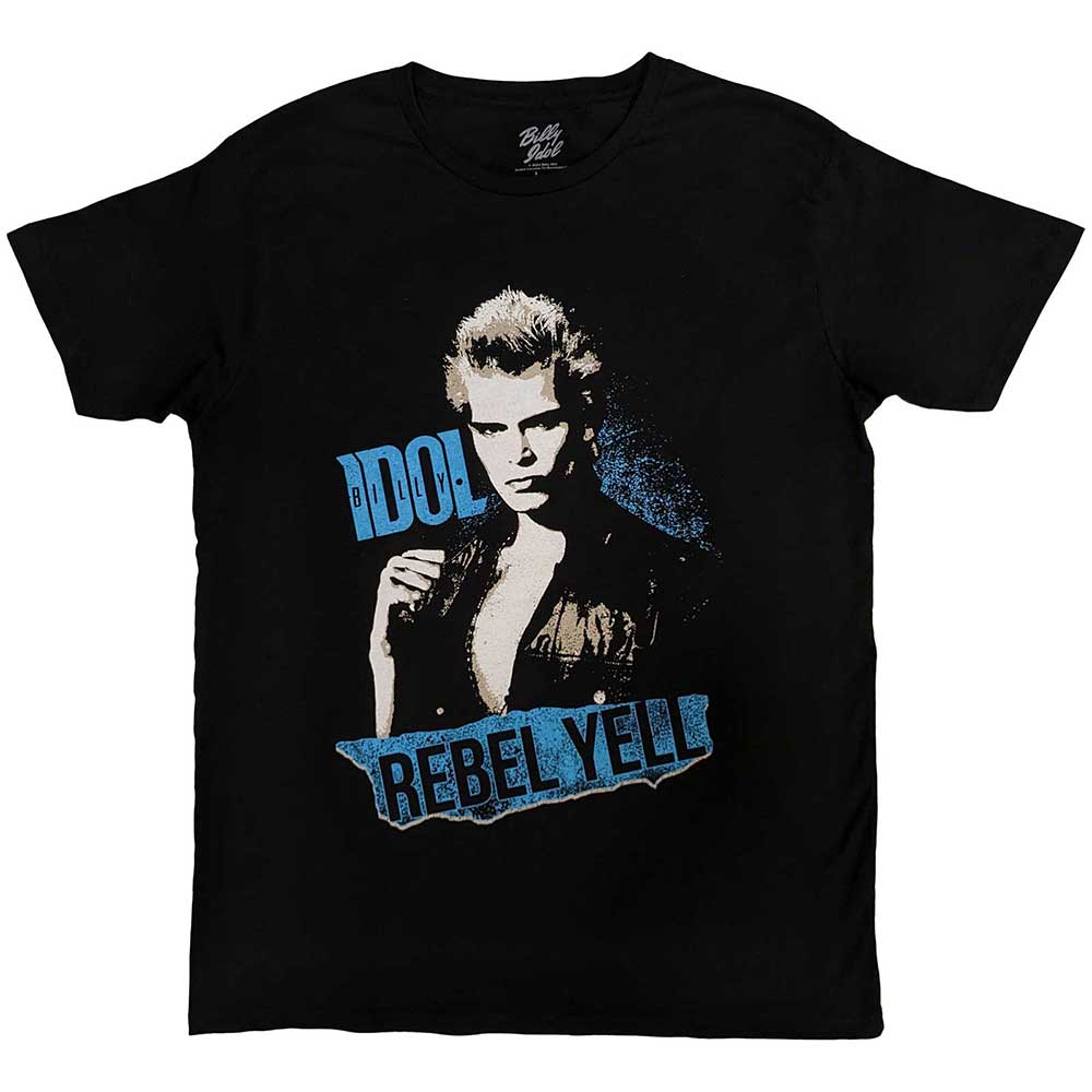 Billy Idol Unisex T-Shirt: Rebel Yell Blue (Black)